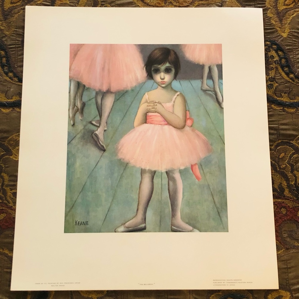 1960’s VTG Walter Margaret Keane Big Eyes Litho Print Ballerina Girl Pop Art